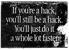 worn plate with a saying about hacks